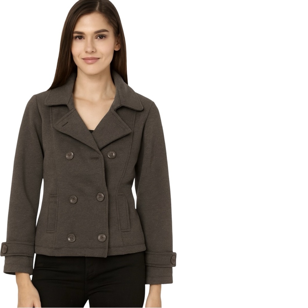 Women’s Iris Basic Double Breasted Soft Gray Pea … - image 1